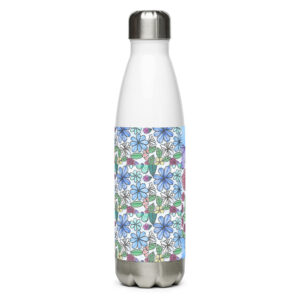 Stainless steel water bottle with Zen Bear design